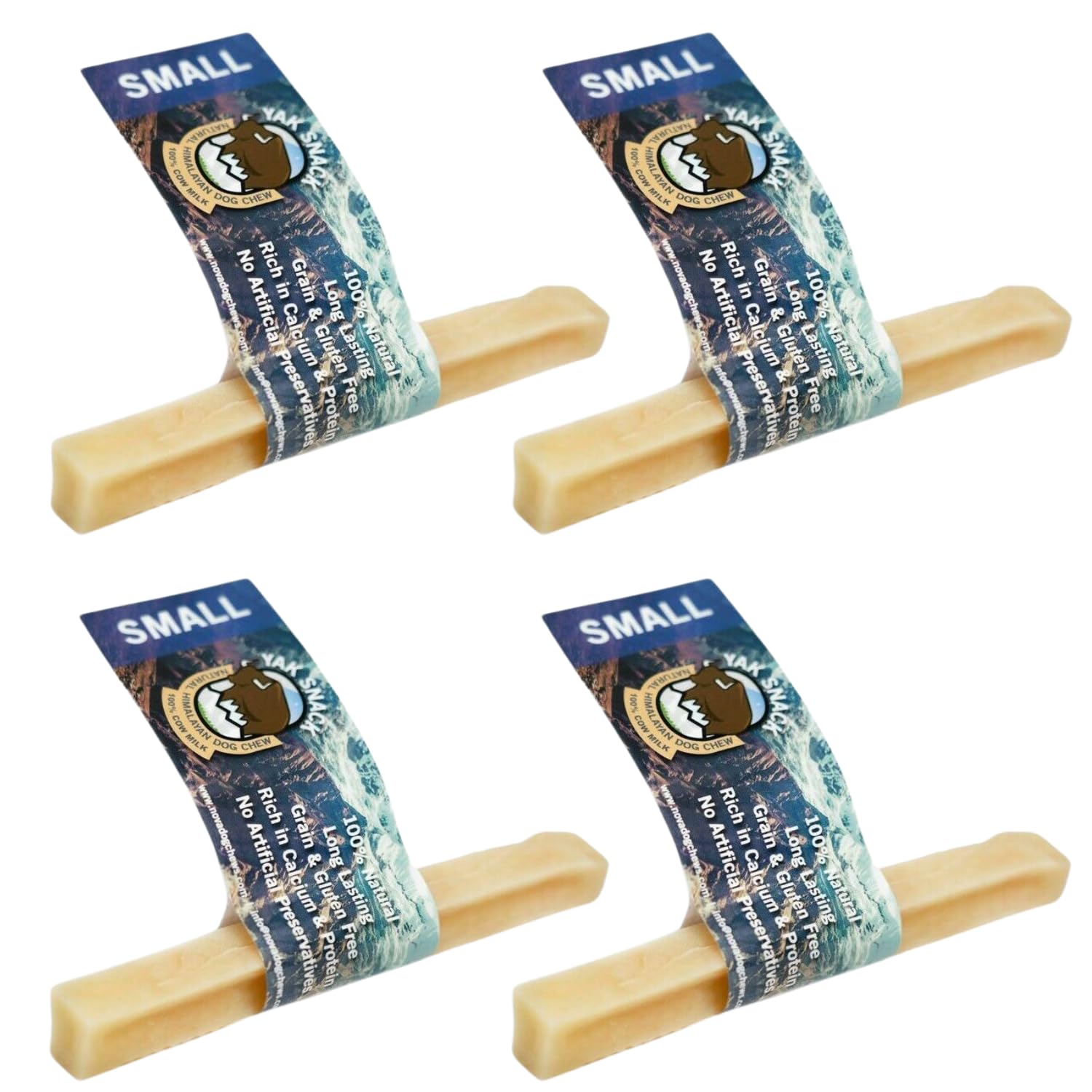 Yak Snack - Small Natural Dog Treats. Long Lasting Chews For Dogs With No Artificial Preservatives. Yak Milk Chews Low In Fat, High In Protein And Calcium. Grain And Gluten Free (Pack of 4)