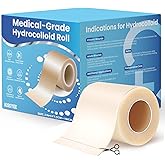 Hydrocolloid Roll Bandages, 2IN x 5FT Extra Large Hydrocolloid Patch with Self-Adhesive, Ultra Absorbent, Cut-to-Size, Flexible &amp; Waterproof for Burn, Blister, Acne Care, First Aid Kit Essential