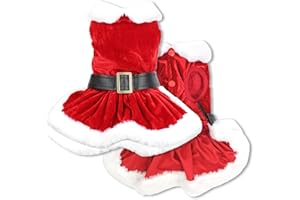 Parisian Pet Dog Christmas Dress – Pet Xmas Dog Dress – Mrs. Santa Claus Dog Costume – Red Velvet Skirt Small Dog Dress – Winter Fall Dog Clothes - Holiday Christmas Outfit for Large Dogs Girl - XL
