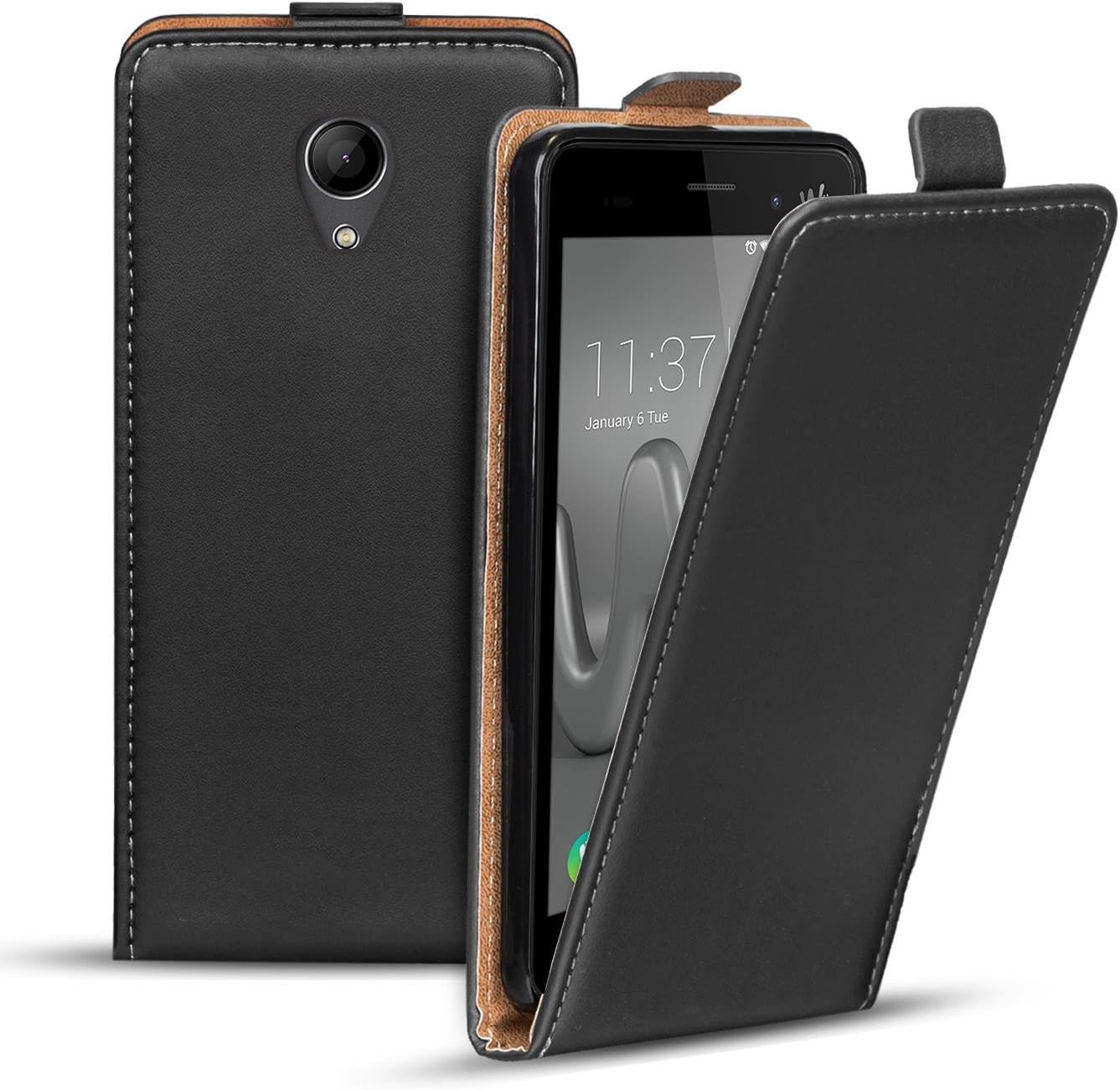 Flip Case Hülle Für WIKO View 2 GO – Klapphülle Mit Magnetverschluss & 360° Schutz – Schwarz, Mit Silikon-Innenschale