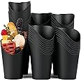 CAMKYDE 100 Pcs French Fries Holder, 12oz Disposable Paper French Fry Cups Black Charcuterie Cups for all Occasions (12oz, Black)