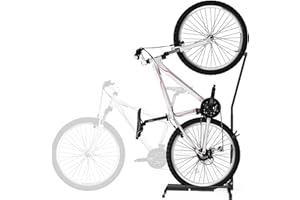 Yehchi Adjustable Vertical Bike Stand - Premium Steel Vertical and Horizontal bike rack garage Floor Parking Rack - Space Saving for MTB and Road Bikes - Fits up to 29” Wheel Size