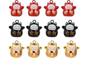 NUOBESTY 12Pcs Japanese Fortune Lucky Bells Mini Jingle Bells Tiny Bells for Crafts Iron Jingle Bells Loose Beads Charms Jewelry Marking for DIY Keychains Making Wind Chimes 15mm