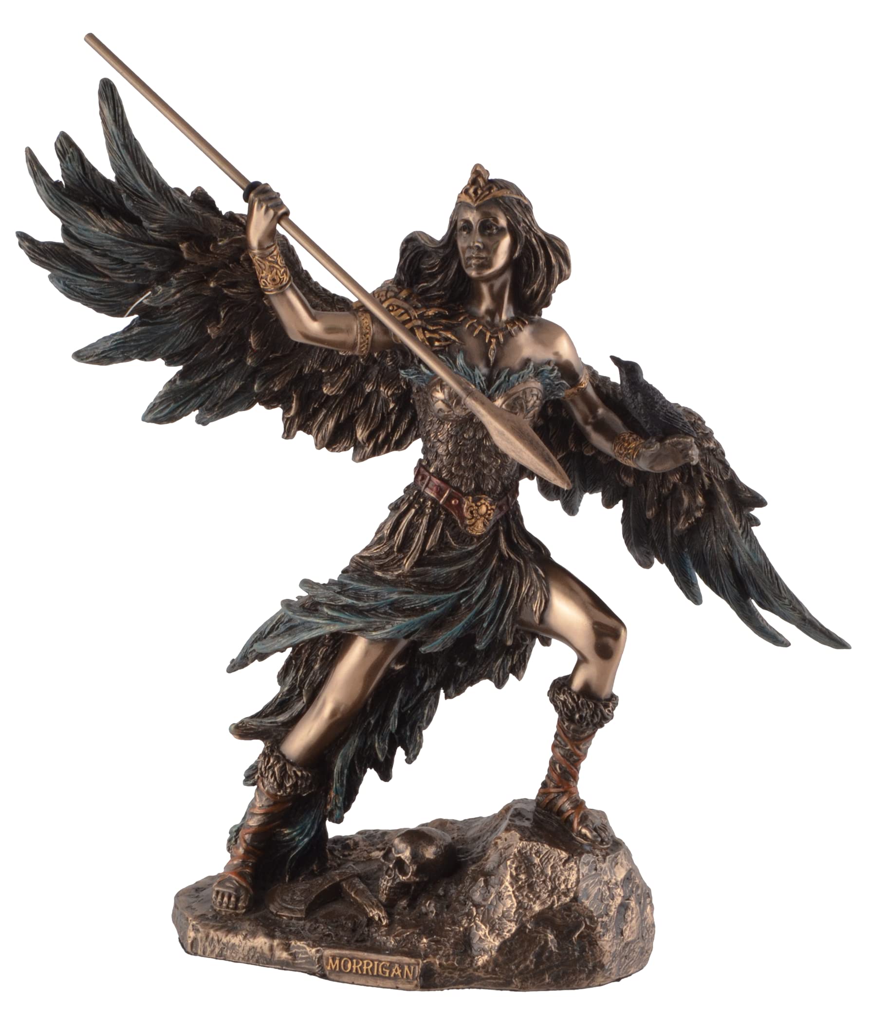 Morrigan Ghost Queen Celtic Goddess of Birth Bronzed + Spear Standing by Veronese