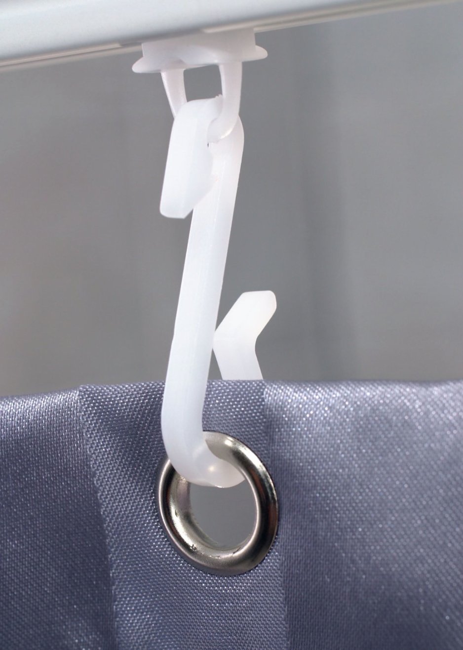 Replacement Parts 24 Hooks and 24 Gliders Ideal for Tracks and Rails for Shower Curtains White