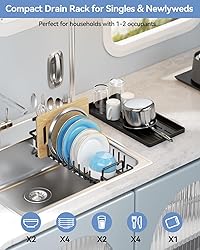 LIONONLY Small Dish Drying Rack in Sink, Extendable