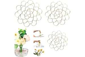 MUCPAD Flower Grid for Vase, Flower Arrangement Holder, Flower Cages for Floral Arrangements, DIY Flower Arrangements Supplies Tools, Suitable for Vase Floral Stems Bouquets Plant Fixation (Gold-3pcMix)