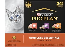 Purina Pro Plan Gravy, High Protein Wet Cat Food Variety Pack, Complete Essentials Chicken and Turkey Favorites - (Pack of 24) 3 oz. Cans
