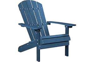 YEFU Adirondack Chair Weather Resistant: Outdoor Chair HIPS Plastic Adirondack Chairs - Patio Chairs with Wood Texture - Lawn Fire Pit Deck Porch Garden Chairs for Adults (Navy Blue)