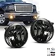 SPIEGEER Fog Lights Assembly for 2007 2008 2009 2010 2011 2012 2013 GMC Sierra 1500 Replacement Fog Lamp Kit for 2007-2014 Sierra 2500 3500 HD with Switch & Wiring H8 12V 35W Halogen Bulb Smoke Lens