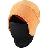 Home Prefer Men's Winter Hat Fleece Beanie with Face Cover, 2 in 1 Beanie Hat for Men Women