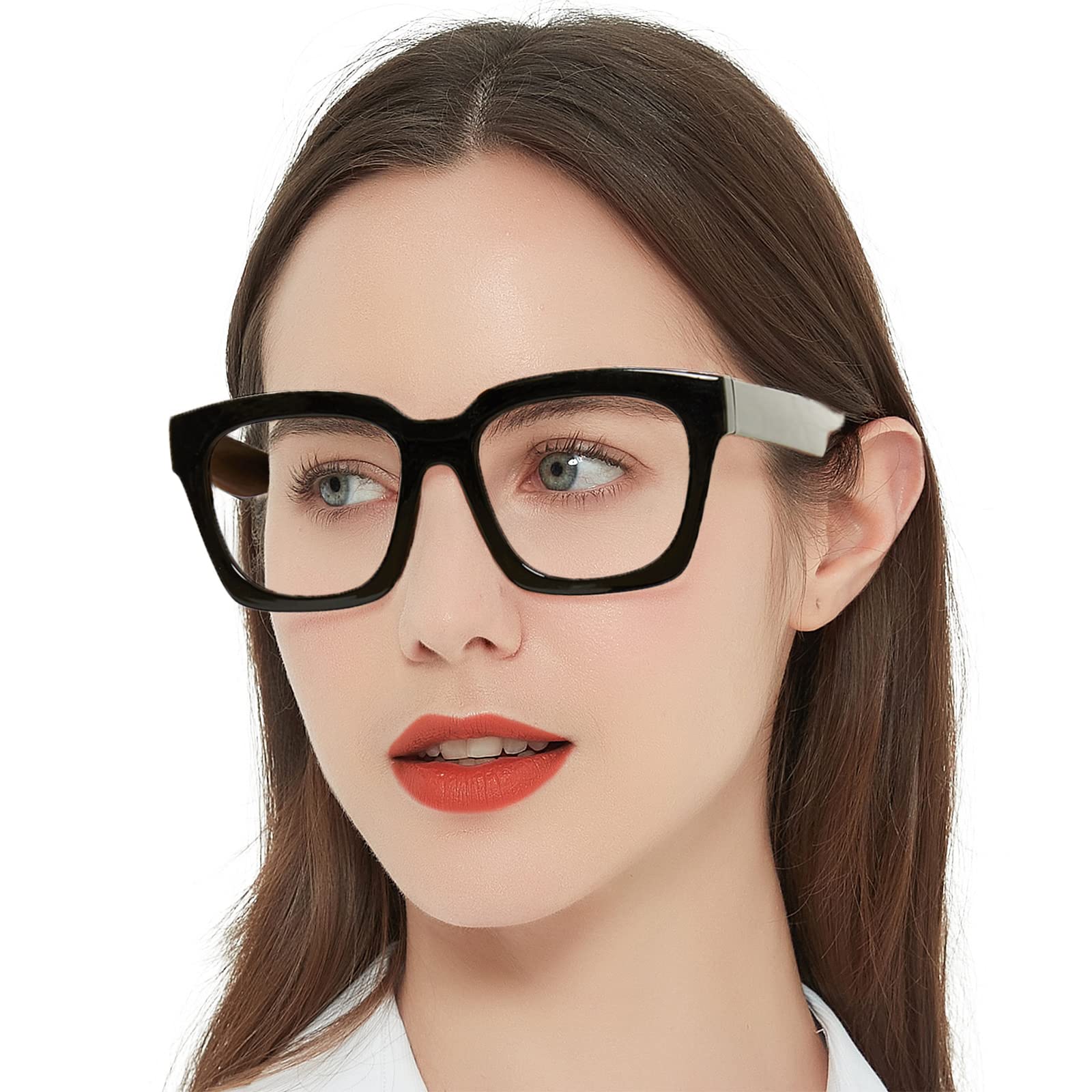 OCCI CHIARI Fashion Womens Reading Glasses 2.25, Fashion Reading Glasses for Women Thick Frame Readers Spring Hinge (Black 225)