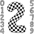 40 Inch Checkered 2 Balloon Large Black and White Number Balloon for Two Fast Race Car Birthday Party Supplies Number 2 Checkered Balloon
