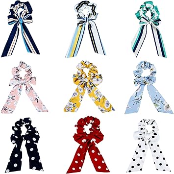 9 Pièces Chouchous Cheveux Chouchous De La Soie Titulaire De Queue De Cheval Chouchous De Cheveux Cravates Accessoires Vintage Pour Femme Fille Bunny