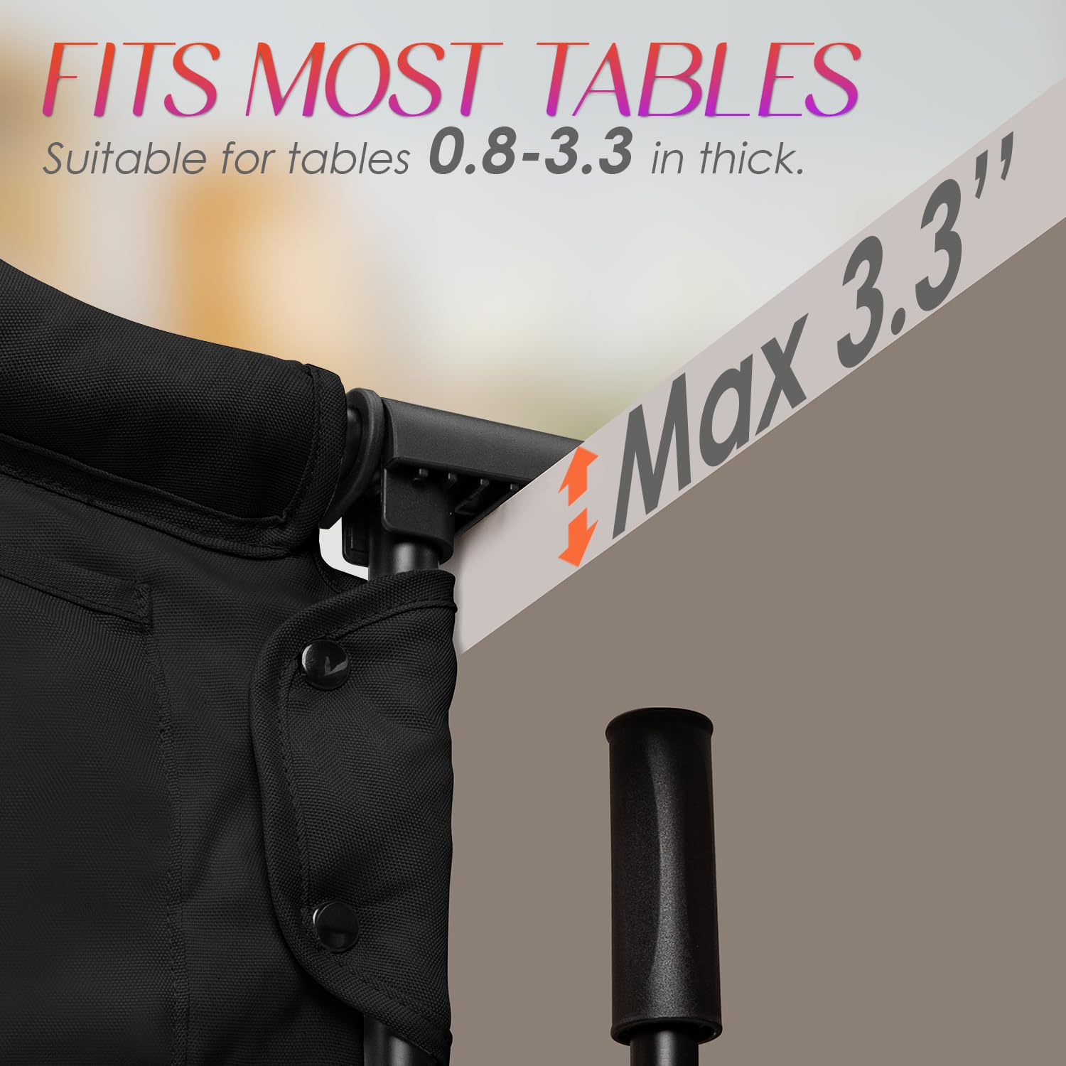 Hook on High Chair,Portable Foldable High Chair for Babies 6-36 Months, Includes Storage Bag (Black)