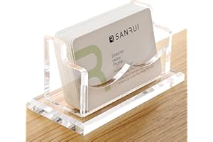 SANRUI Business Card Holder for Desk,Clear Acrylic Horizontal Business Name Card Display Stand,Business Card Stand for Exhibition,Offices, Receptionist and Salons, Fits 50~60 Business Cards