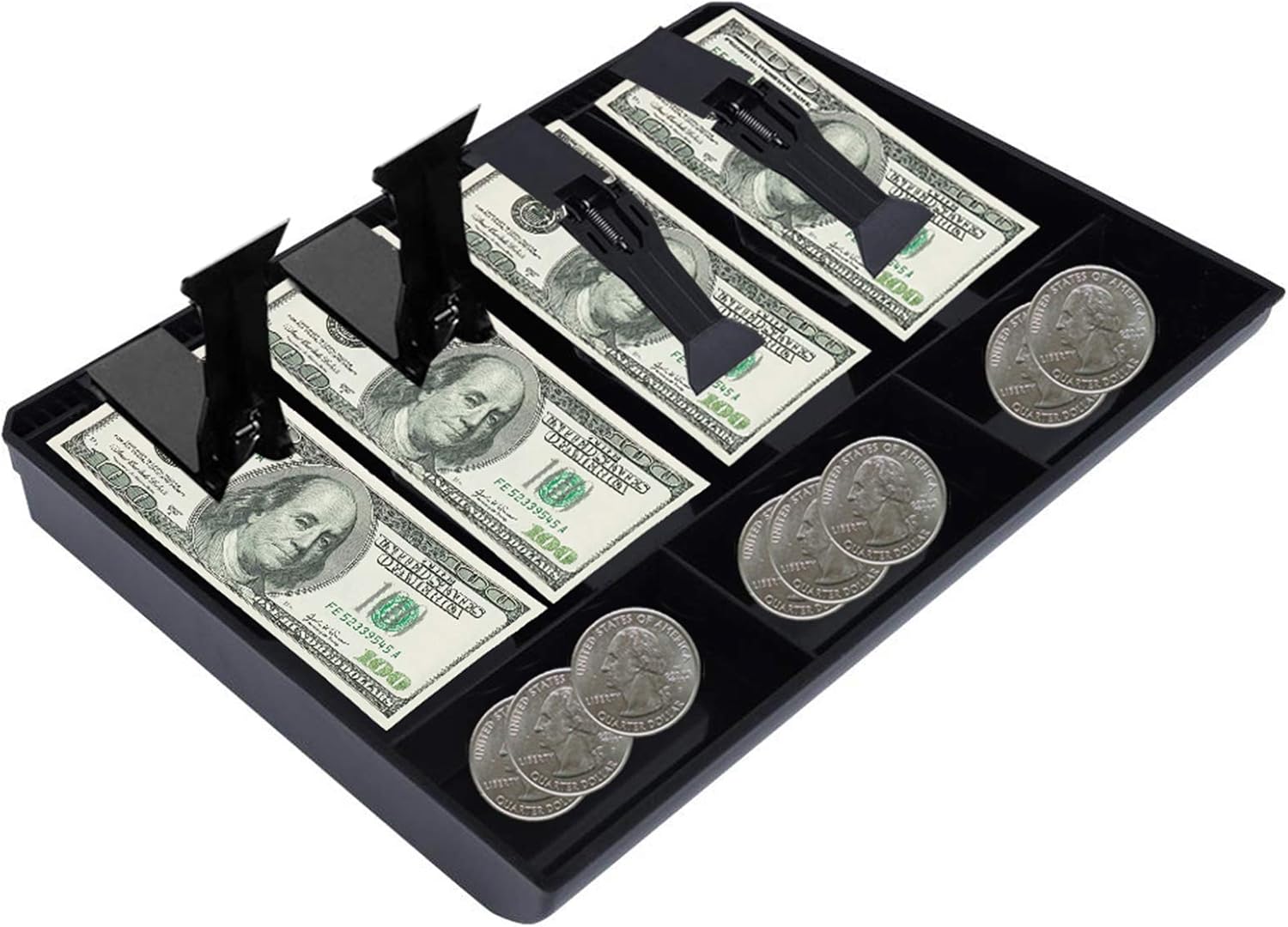 Money Tray Cash Register Drawer Insert Tray Portable Currency Till Replacement Money Organizer Storage Box with 4 Bills 3 Coins Compartments : Office Products