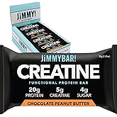 JiMMYBAR! Creatine Protein Bar, Chocolate Peanut Butter, 20g Protein, 5g Creatine Per Bar, Ready-to-Eat Snack Food Bar, 12 Bars
