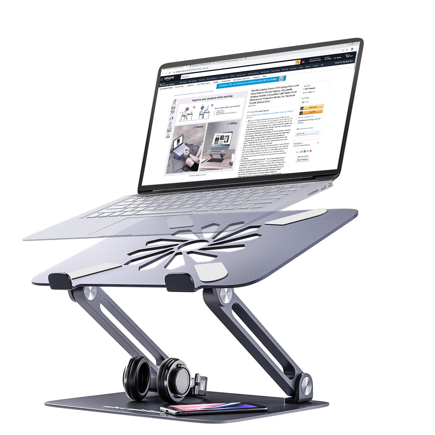 Skrebba Laptop Stand, Laptop Riser with HeatVent to Elevate Laptop