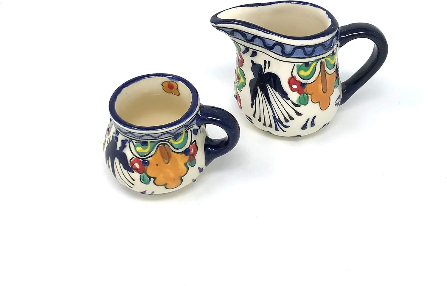 Mexican Talavera Sugar and Creamer Set Coffee Creamer Pitcher Sugar