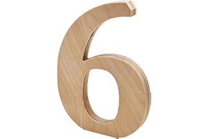WOODEN LETTER STORE 6” Tall Wooden Number 6 – 1/2” Thick Baltic Birch – Paintable DIY Decor, Signs & Crafts - Pack of 1