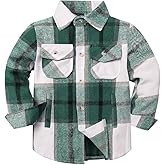 Cromoncent Boys Long Sleeve Flannel Plaid Shirt Button Down Thick Shirts
