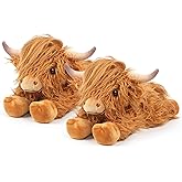 2Pcs Highland Cow Stuffed Animals, Microwavable Stuffed Animal Adorable Fluffy Highland Cow Plush for Warmth Comfort, Heatable Coolable Lavender Scent Toy, Cute Soft Plushies Gift for Kid Boys & Girls
