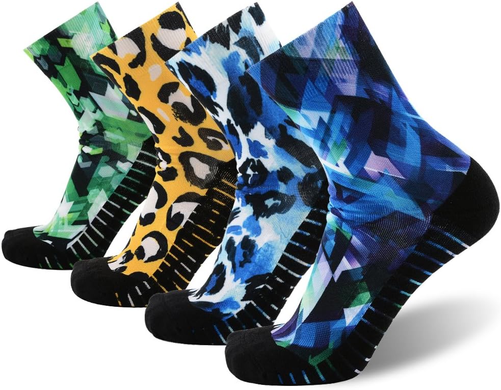 MEIKAN Unisex Crazy Digital Printing Athletic Performance Running Quarter Socks 1, 3, 4 Pairs