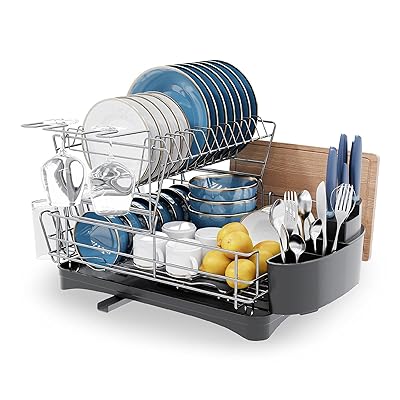 Buy Stainless Steel Large Dish Drying Rack Moukabal 2 Tier Dish Rack And Drainboard Set With Utensil Holder Cutting Board Holder Cup Holder Dish Drainer For Kitchen Counter Silver Online In Philippines B091k1f71q
