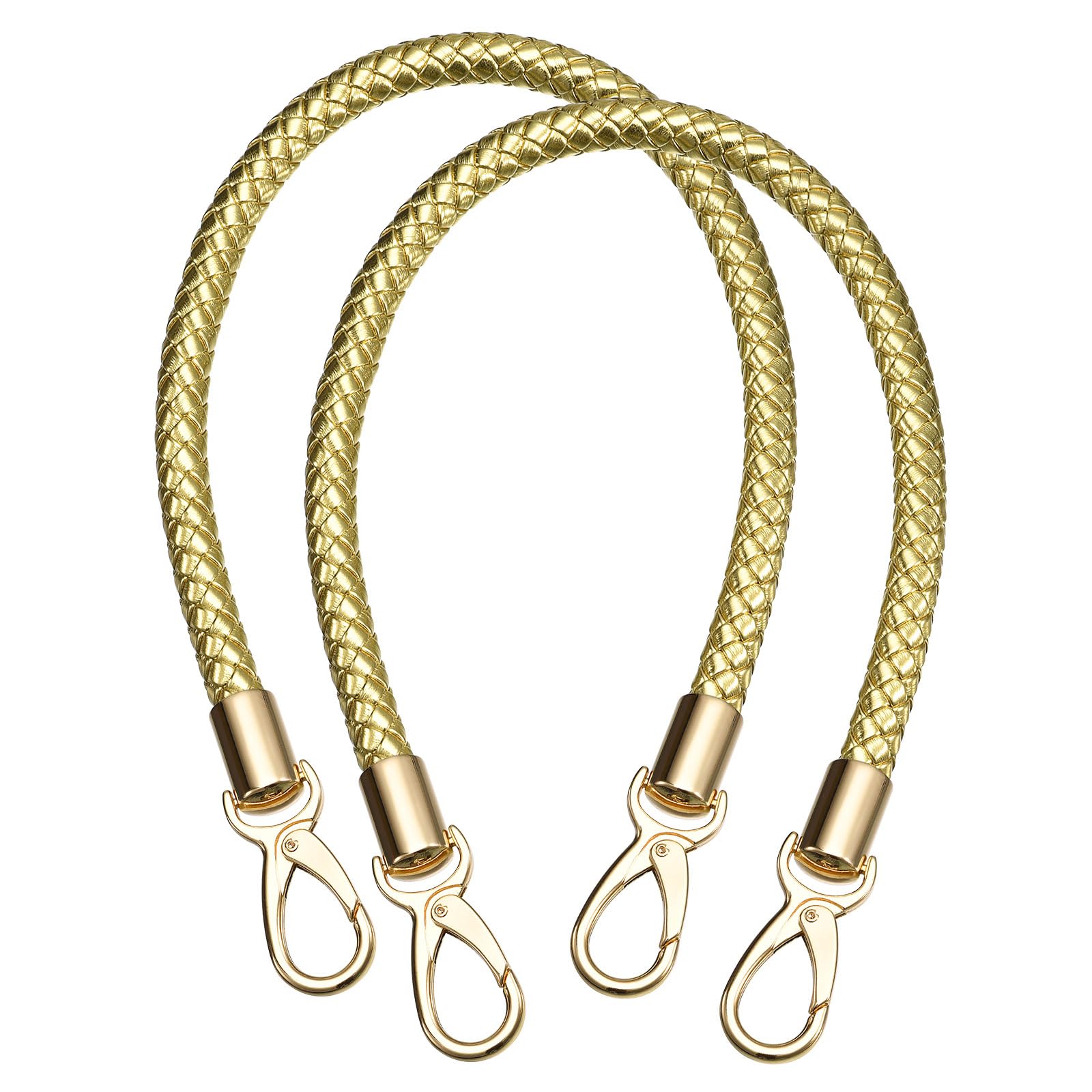 Uxcell Leather Purse Strap, 2Pcs 50cm/19.7" PU Braided Purse Replacement Handle for Women's Handbag Underarm Bag Tote (Gold)