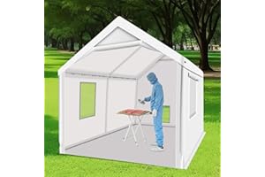 CooTentler Rainproof Portable Paint Booth 10X10X9FT Spray Booth with 4pcs Mesh Windows & Floor for Painting Auto Parts, Furnitures and Other Items (White)