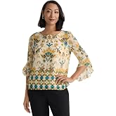 Kasper Women's Ruffle Sleeve Printed Blouse
