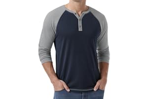 KESIHAN Men's Henley Shirts Long Sleeve Color Block Raglan Baseball Tee Shirt Regular Fit Casual Basic T Shirts