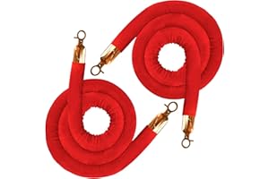 JLXMAXLJ 2PCS Red Velvet Stanchion Rope 5 Ft Crowd Control Ropes Barrier with Gold Hooks for Party