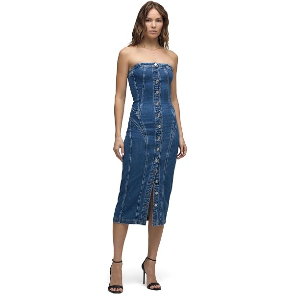 Good American Women's Denim Tube Midi Dress, Indigo594, Blue, L at Amazon  Women's Clothing store