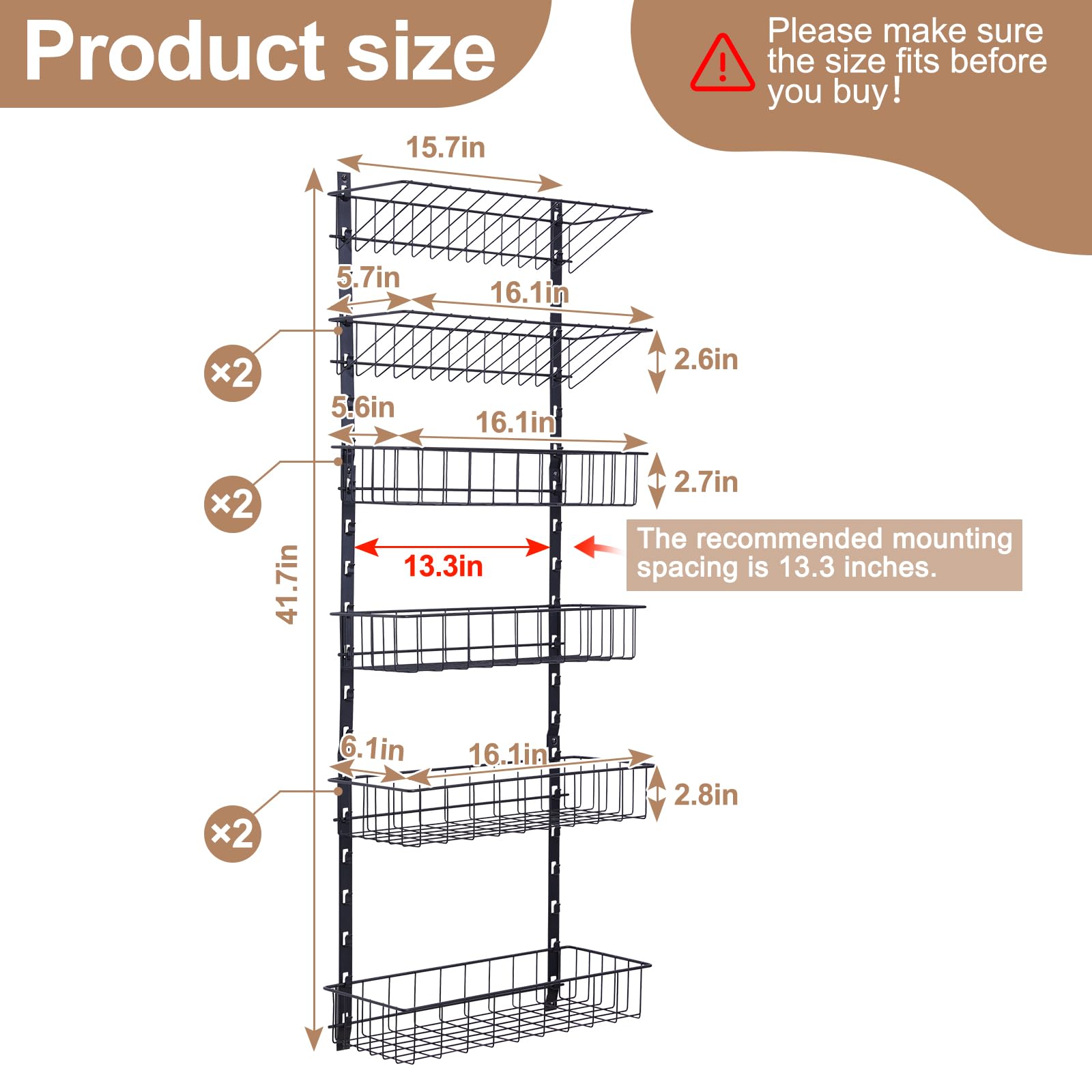 Mua X-cosrack Spice Rack Wall Mount 6-Tier with Hooks, Space-Saving ...