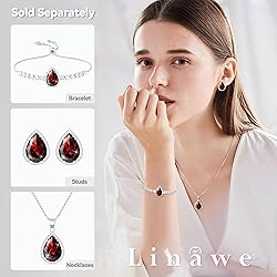 Linawe Silver Chain Necklace, Ruby Crystal