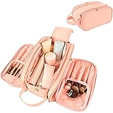 COLGRAM Travel Makeup Bag for Women, Large Capacity Waterproof Cosmetic Bag, Portable Toiletry Bags,Pouch with Divider & Handle