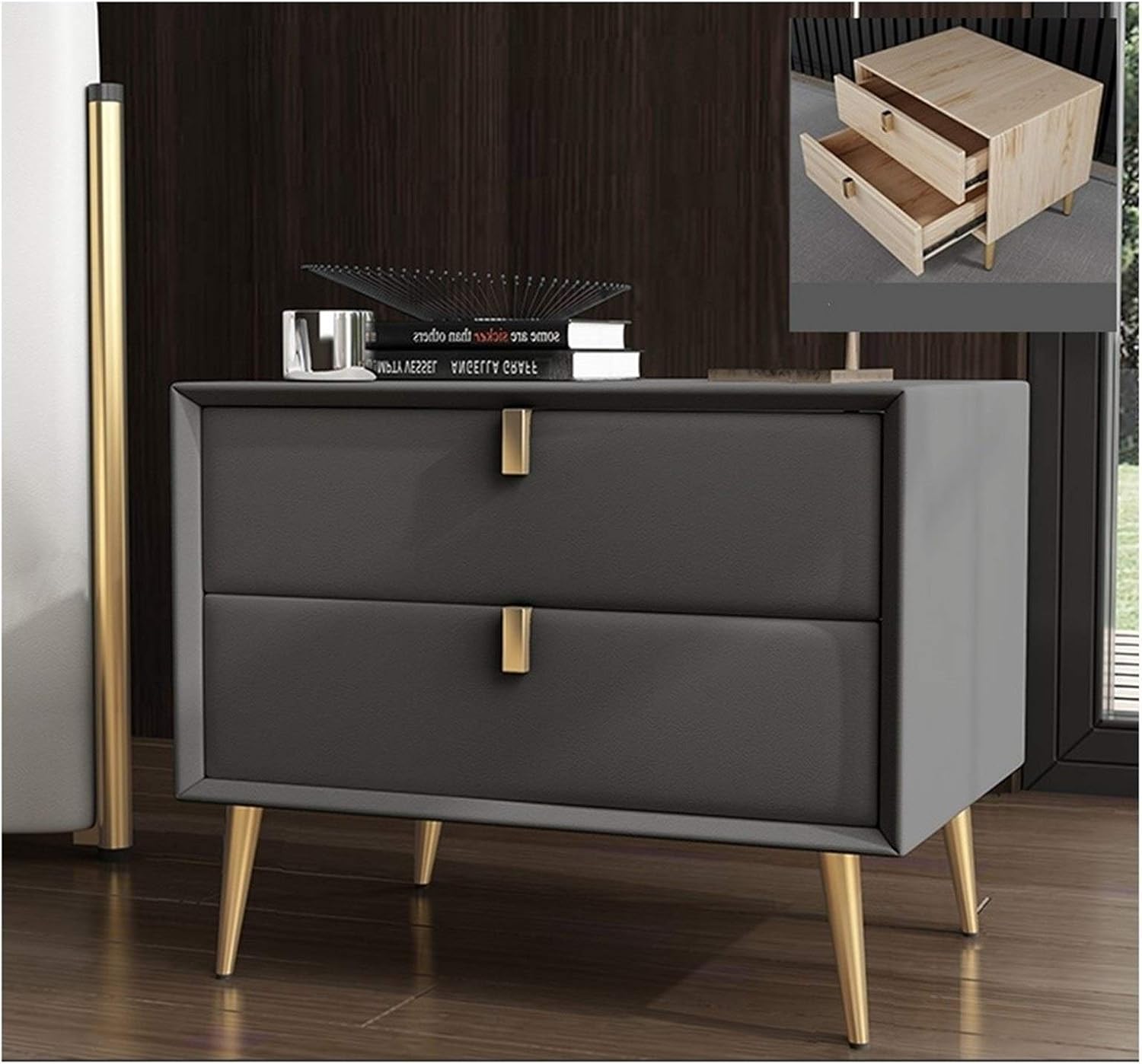 Rkrzlb Wooden Cabinet Bedside Table 2 Drawer Home Furniture Filing Pedestal Nightstand 17 7x15 7x19 7inch Modern Bedroom Nightstand Color Dark Gray Size 40x40x50cm Amazon Co Uk Kitchen Home