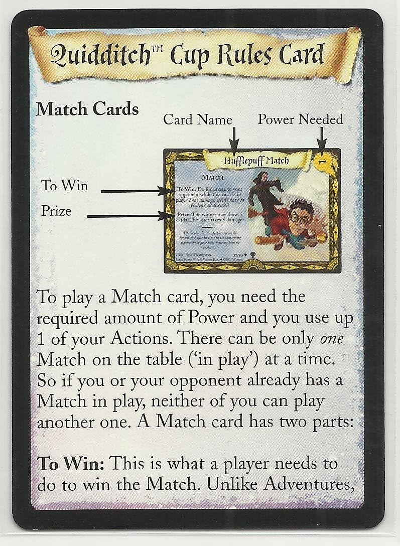Quidditch Cup Rules Card 2001 Harry Potter