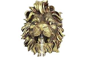 Nkmujil Lion Heads Water Fountain, Natural Resin, Multicolor, Outdoor Wall Feature, Small/medium/large