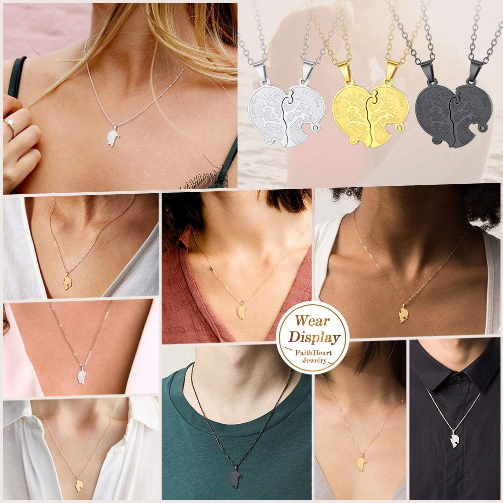 Colliers Bijoux Faithheart Collier Yin Yang Couple Personnalisable Double Pendentif Chat Amitie Bijoux 2pcs Puzzle Coeur Separable Pour Amoureux Meuilleur Amie Enfant Filles En Acier Avec 2 Chaines Reglable 50 5 Cm