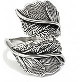 ZILENIU Leaf Ring, Vintage Silver Wrap Stackable Ring Personality Trendy Jewelry, Adjustable Open Stackable Statement Rings for Women