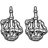 WSQ Aggressive Middle Finger Skeleton Hand Vinyl Decal Sticker Premium Quality for Car Bumper Truck Van SUV Window Wall Boat Cup Tumblers Laptop or Any Smooth Surface 2 Pack | Size 4-inch Each