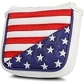 GonaFit USA Flag Magnetic Closure Golf Mallet Putter Head Cover for Taylormade Odyssey Scotty Cameron Ping, Durable and Light-Weighted Mallet Putter Headcover
