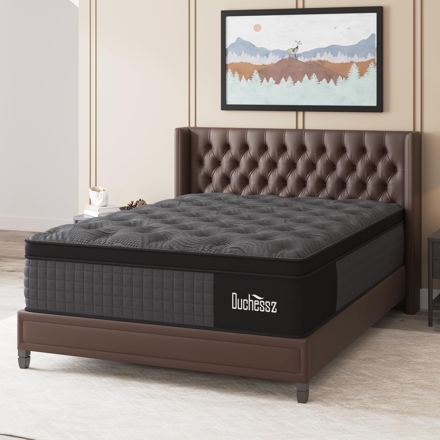 Photo 1 of Duchessz Queen Mattress, 14 Inch Hybrid Mattresses Black with Gel Memory Foam and Individually Pocket Innerspring Euro Top Medium Firm for Motion Isolation, Edge Support, 100 Night Trial
