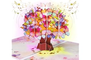 VIVIKEN Happy Mothers Day Pop Up Card, LIGHTS & MUSIC 3D Butterfly Tree Mother’s Day Greeting Cards for Mom, Musical Greeting Card for Wife Grandma Mother, ‘Love You Mom’ Popup Card for All Occasion