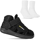 BraceAbility Closed Toe Post-Op Shoe + Medical Walking Boot Sock Liners Bundle - Medical Broken Toe Cast Boot Thick Protective Socks for Post-Surgery Recovery Foot Support (1 Pair White - Small)