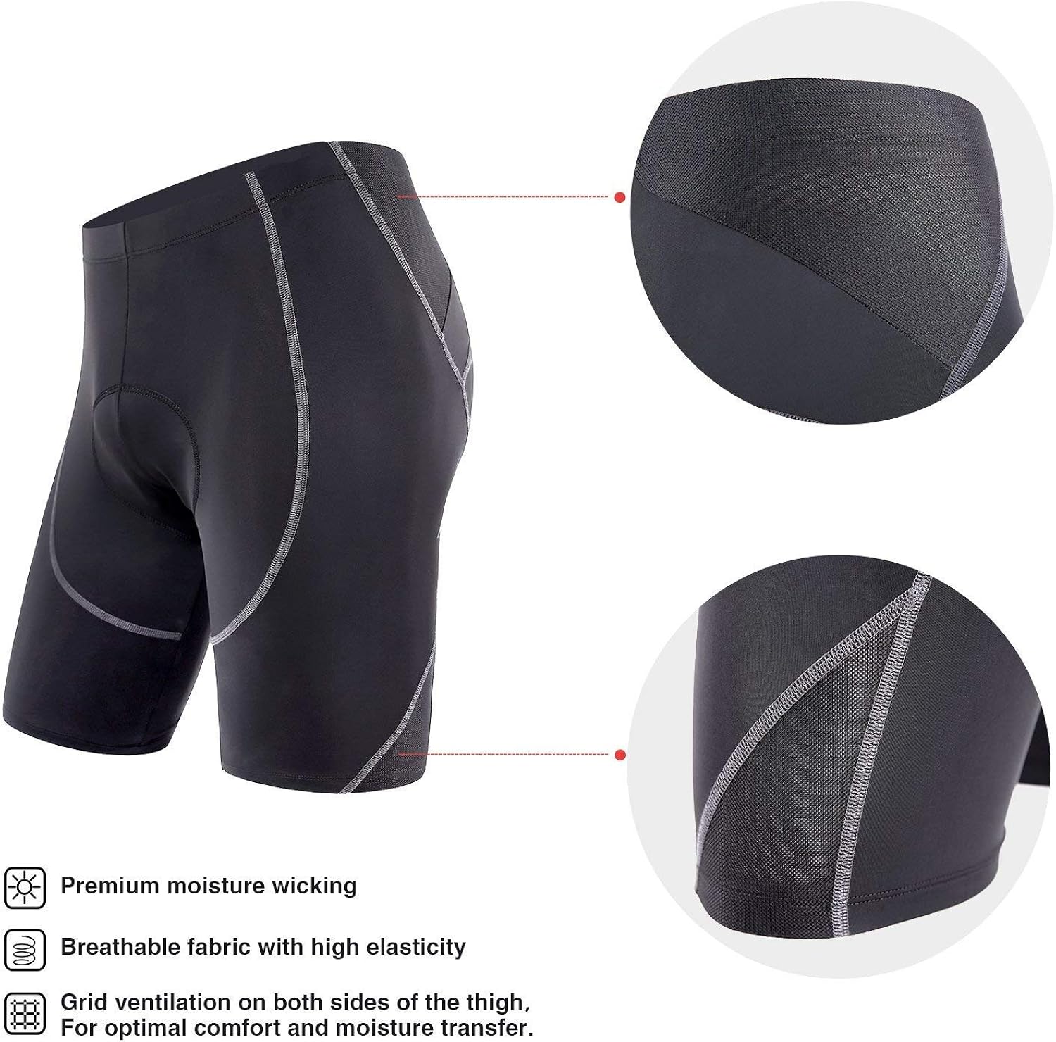 Sportneer Men's Padded Cycling Shorts Bike Bicycle Pants Tights Breathable and Absorbent : Clothing