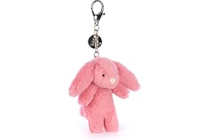 Jellycat Bashful Pink Bunny Bag Charm, 3.5 inches - Rabbit & Bunny Plush Keychain - Great Gift Idea